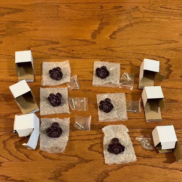 Purple rose elegant ceramic drawer knobs for drawers or refurbished pieces - Picture 3 of 8